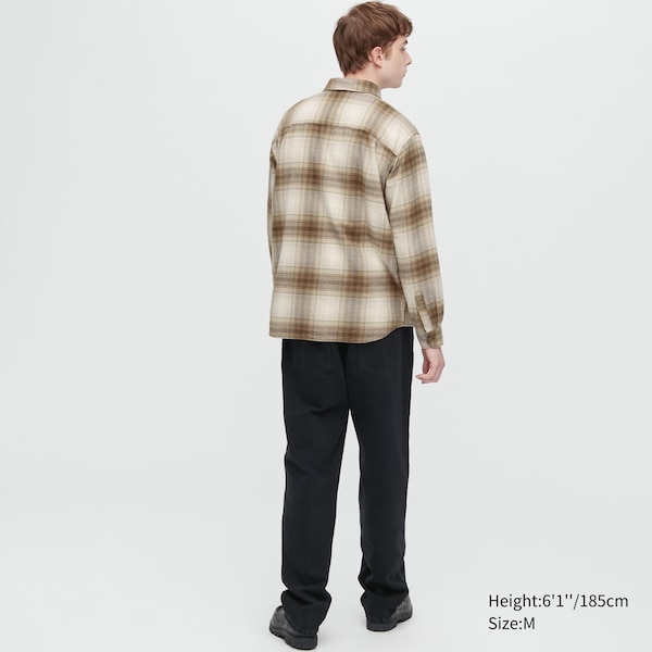 Copper Men Uniqlo Flannel Checked Long-Sleeve Shirts | 5639-WHFYX