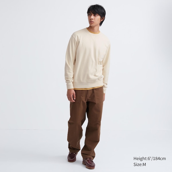 Cream Men Uniqlo Side-Stripe Sweatshirts | 5986-GPHSC