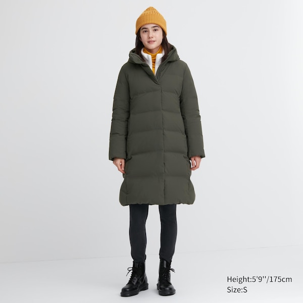 Dark Green Women Uniqlo Seamless Down Long Coats | 2746-MQNYF