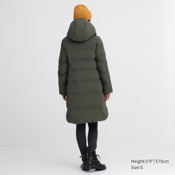 Dark Green Women Uniqlo Seamless Down Long Coats | 2746-MQNYF