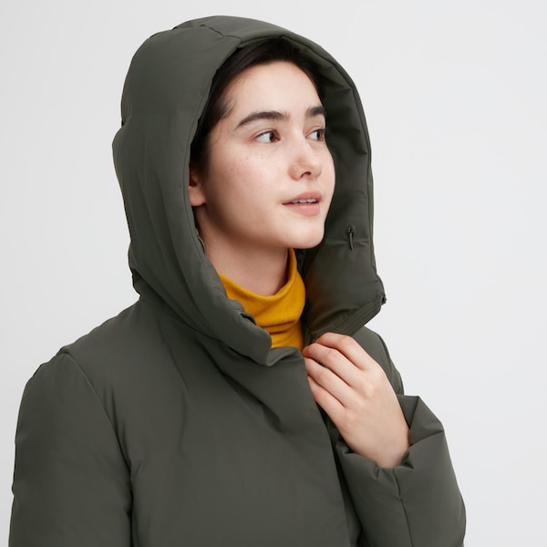 Dark Green Women Uniqlo Seamless Down Long Coats | 2746-MQNYF