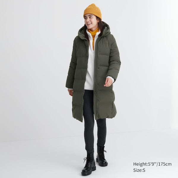 Dark Green Women Uniqlo Seamless Down Long Coats | 2746-MQNYF