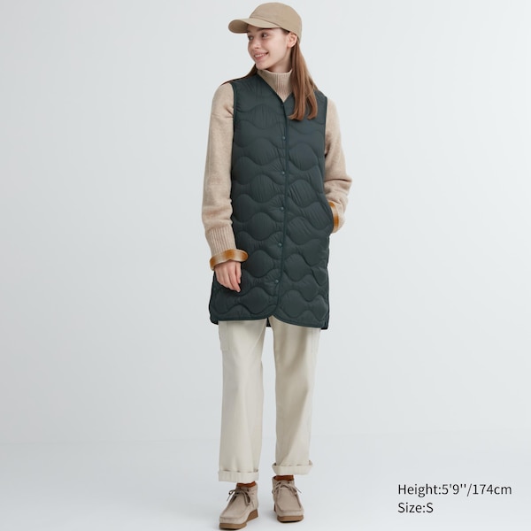 Dark Green Women Uniqlo Ultra Light Down Long Vest | 5023-PJXHL