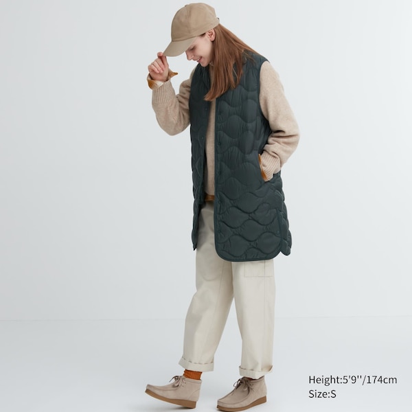 Dark Green Women Uniqlo Ultra Light Down Long Vest | 5023-PJXHL