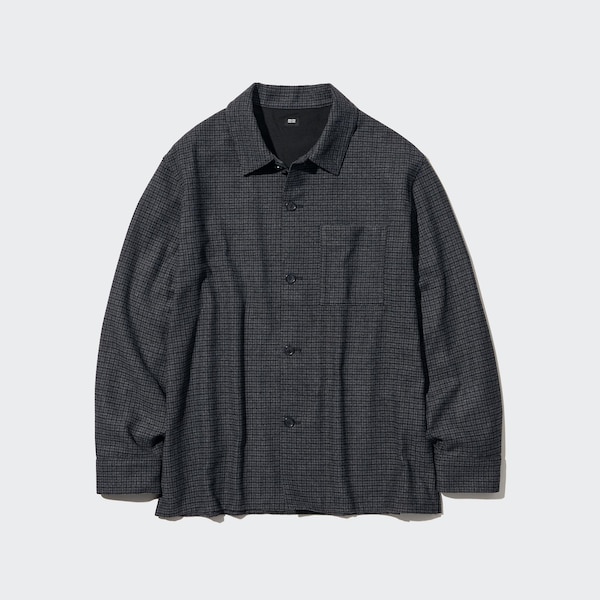 Dark Grey Men Uniqlo Brushed Twill Overshirt | 3687-OZFWQ