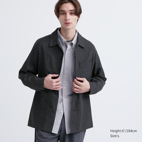 Dark Grey Men Uniqlo Brushed Twill Overshirt | 3687-OZFWQ