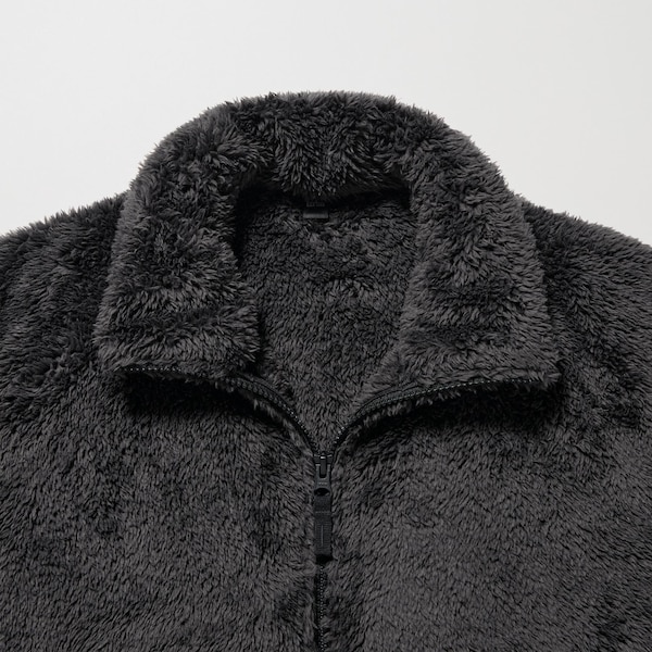 Dark Grey Men Uniqlo Fluffy Yarn Fleece Full-Zip jackets | MFOKTH-842