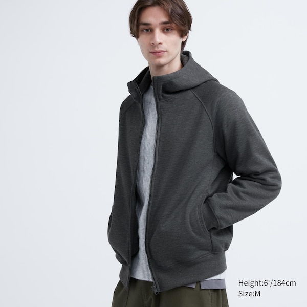 Dark Grey Men Uniqlo HEATTECH Pile-Lined Sweat Full-Zip Hoodie | 7641-LXFQU