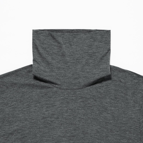 Dark Grey Men Uniqlo HEATTECH Turtleneck Long-Sleeve T Shirts | 6250-RUBJH