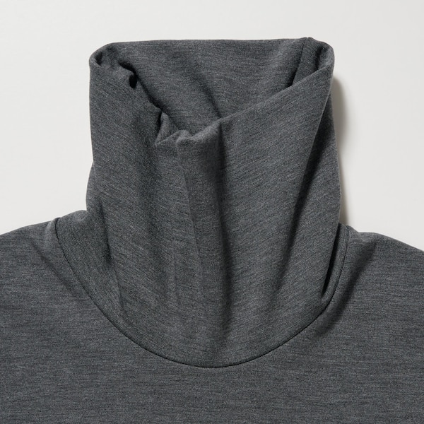 Dark Grey Men Uniqlo HEATTECH Ultra Warm Turtleneck T Shirts | 8061-YTQZA