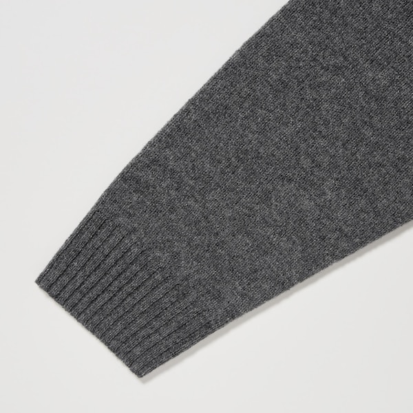 Dark Grey Men Uniqlo Premium Lambswool Crew Neck Long Sleeve Sweaters | 3852-ZBQOP