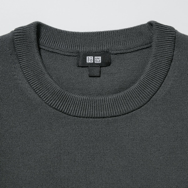 Dark Grey Men Uniqlo Washable Milano Ribbed Crew Neck Sweaters | 2756-GIDAJ