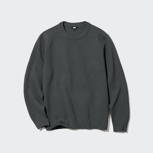 Dark Grey Men Uniqlo Washable Milano Ribbed Crew Neck Sweaters | 2756-GIDAJ