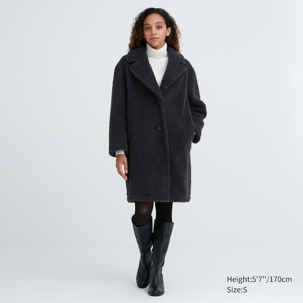 Dark Grey Women Uniqlo Pile-Lined Fleece Tailored Coats | 8031-NGHQS