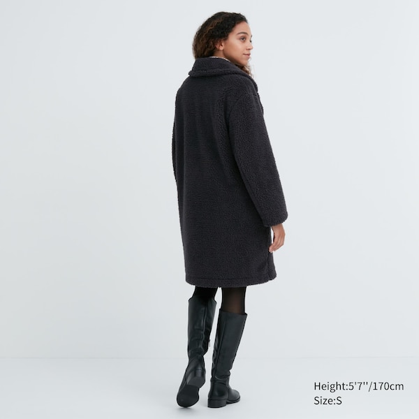 Dark Grey Women Uniqlo Pile-Lined Fleece Tailored Coats | 8031-NGHQS