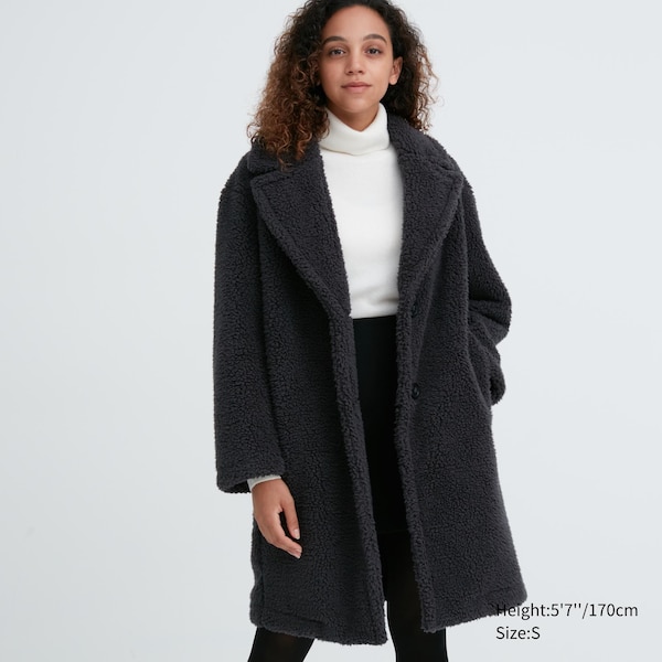 Dark Grey Women Uniqlo Pile-Lined Fleece Tailored Coats | 8031-NGHQS