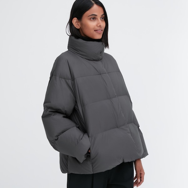 Dark Grey Women Uniqlo Powder Soft Down jackets | 3687-FMTQC