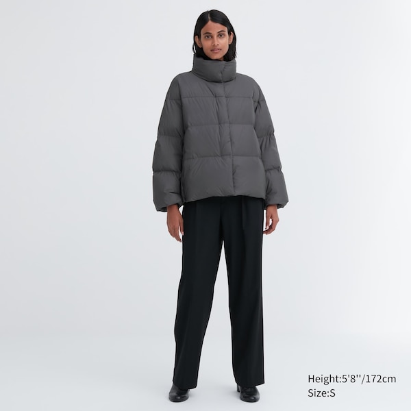 Dark Grey Women Uniqlo Powder Soft Down jackets | 3687-FMTQC