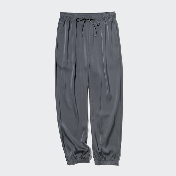 Dark Grey Women Uniqlo Satin Drape Jogger | 2539-ZEVAY