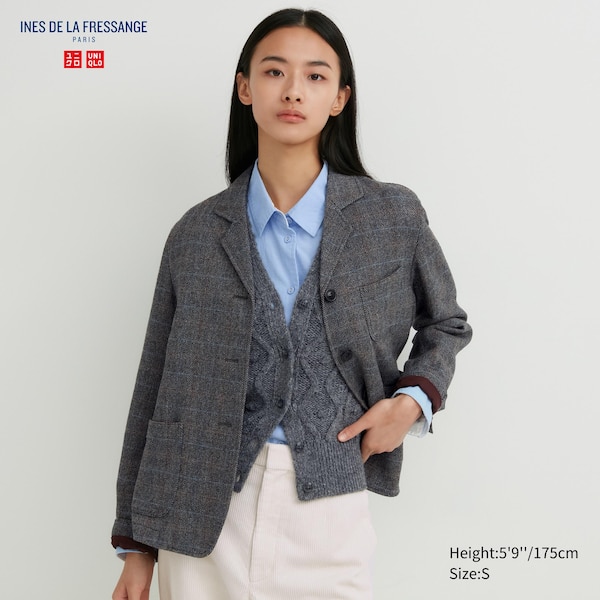 Dark Grey Women Uniqlo Tweed Checked Coveralls | 9463-WJERQ