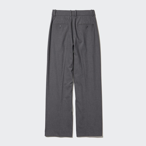 Dark Grey Women Uniqlo Wide-Fit Pleated Pants | 8623-UGHVA