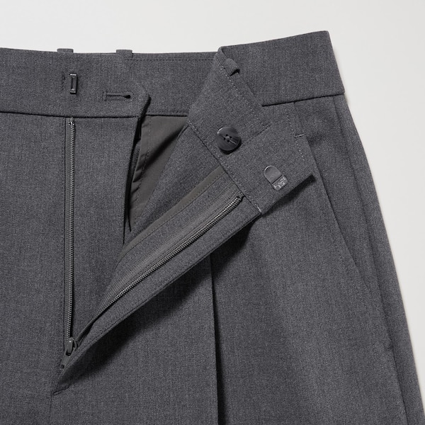 Dark Grey Women Uniqlo Wide-Fit Pleated Pants | 8623-UGHVA