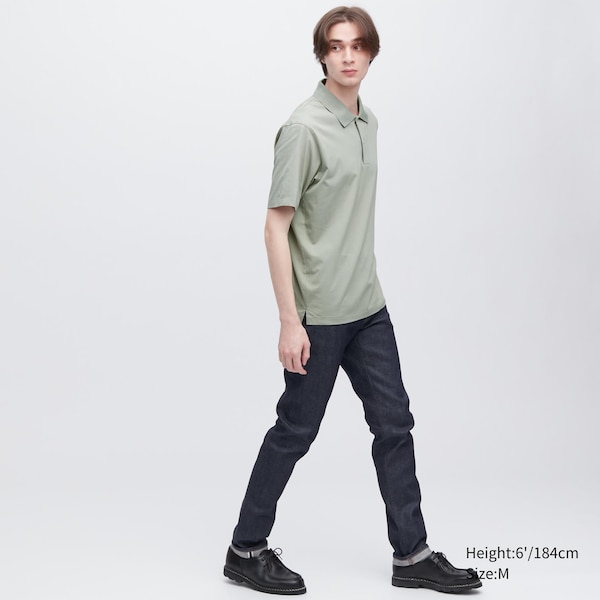 Green Men Uniqlo AIRism Regular Collar Polo Shirt | 7251-CGDZL