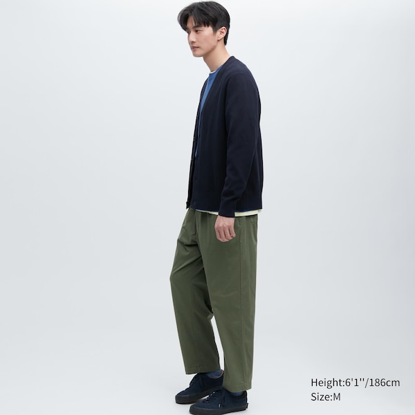 Green Men Uniqlo Cotton Relaxed Ankle Pants | 5130-QHPAD