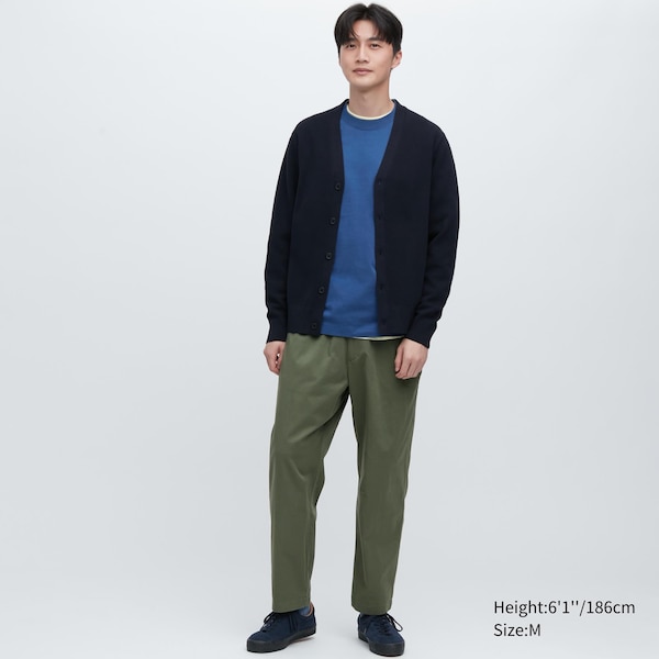 Green Men Uniqlo Cotton Relaxed Ankle Pants | 5130-QHPAD