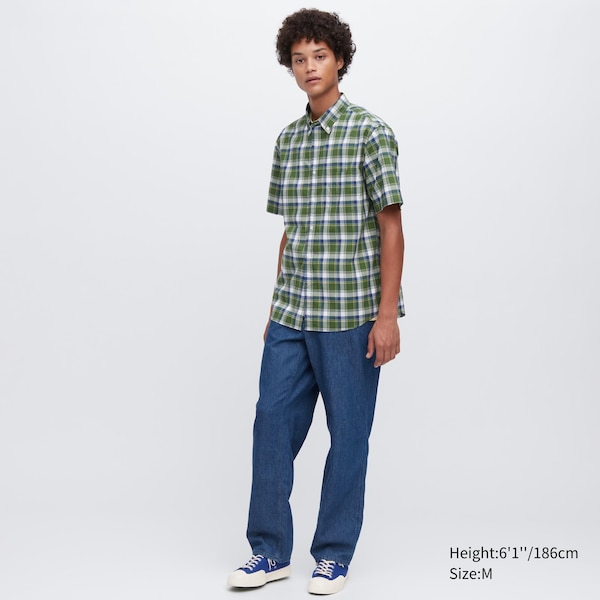 Green Men Uniqlo Extra Fine Cotton Short-Sleeve Shirts | 1265-PHZCV