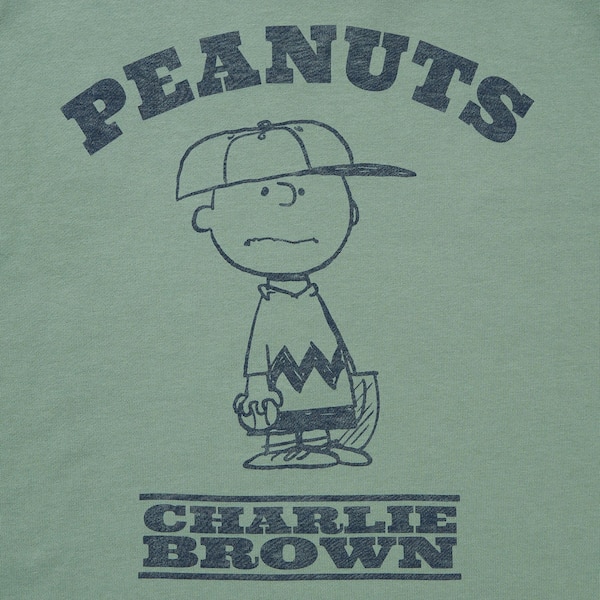 Green Men Uniqlo PEANUTS Charlie Brown's Baseball Team Long-Sleeve Sweatshirts | 8103-FHIMP