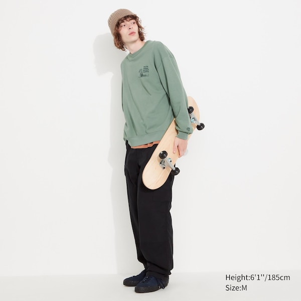 Green Men Uniqlo PEANUTS Charlie Brown's Baseball Team Long-Sleeve Sweatshirts | 8103-FHIMP