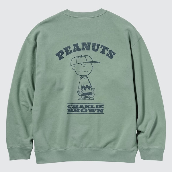 Green Men Uniqlo PEANUTS Charlie Brown's Baseball Team Long-Sleeve Sweatshirts | 8103-FHIMP