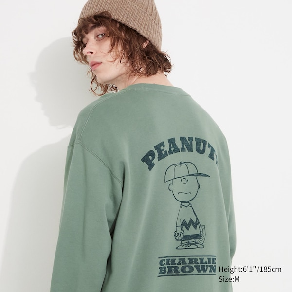 Green Men Uniqlo PEANUTS Charlie Brown\'s Baseball Team Long-Sleeve Sweatshirts | 8103-FHIMP