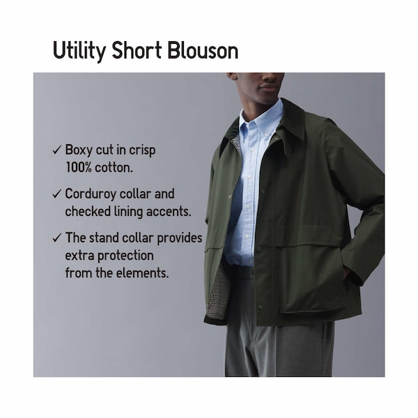 Green Men Uniqlo Utility Short Blouson jackets | ZUTQVK-396