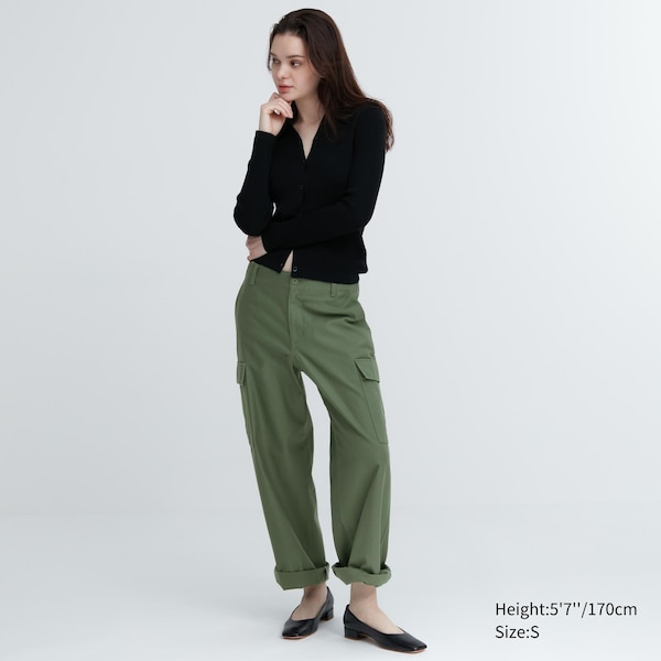 Green Women Uniqlo Wide Straight Cargo Pants | 1843-MNXSK