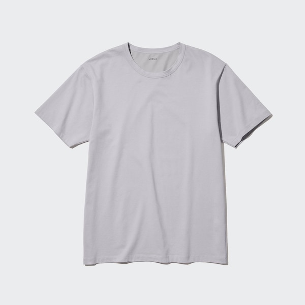 Grey Men Uniqlo AIRism Cotton Crew Neck T Shirts | 8512-WATGN