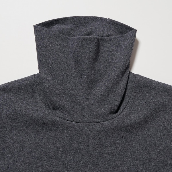 Grey Men Uniqlo Brushed Cotton Turtleneck Long-Sleeve T Shirts | 2791-YICZN