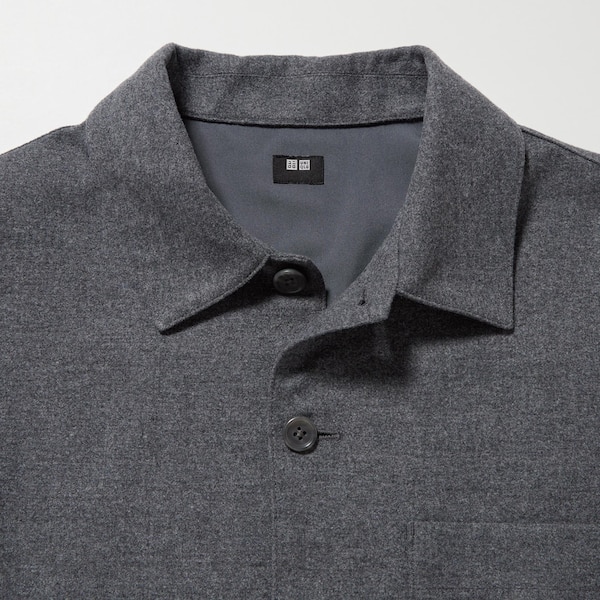 Grey Men Uniqlo Brushed Twill Overshirt | 0491-UPYXC