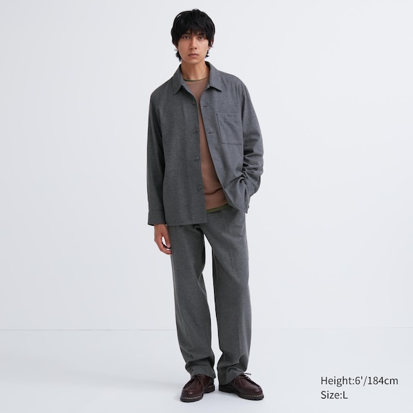 Grey Men Uniqlo Brushed Twill Overshirt | 0491-UPYXC