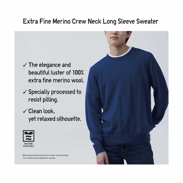 Grey Men Uniqlo Extra Fine Merino Crew Neck Sweaters | 6153-JUICA