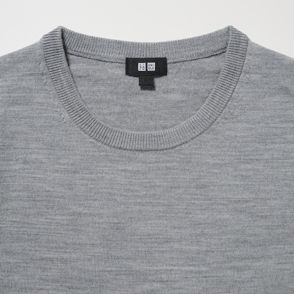 Grey Men Uniqlo Extra Fine Merino Crew Neck Sweaters | 6153-JUICA