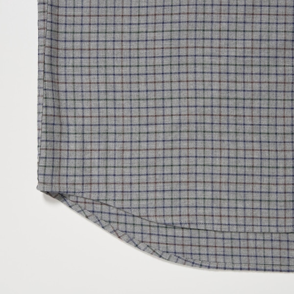 Grey Men Uniqlo Flannel Checked Long-Sleeve Shirts | 0946-RNQYU