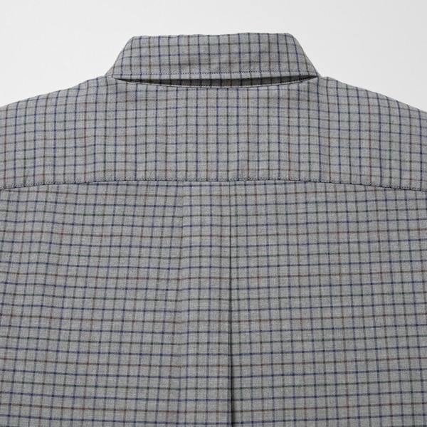 Grey Men Uniqlo Flannel Checked Long-Sleeve Shirts | 0946-RNQYU