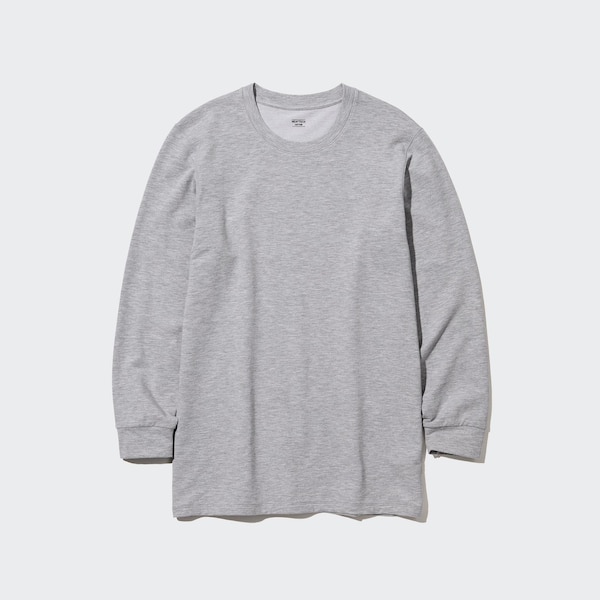 Grey Men Uniqlo HEATTECH Cotton Crew Neck T Shirts | 5320-YSVWZ