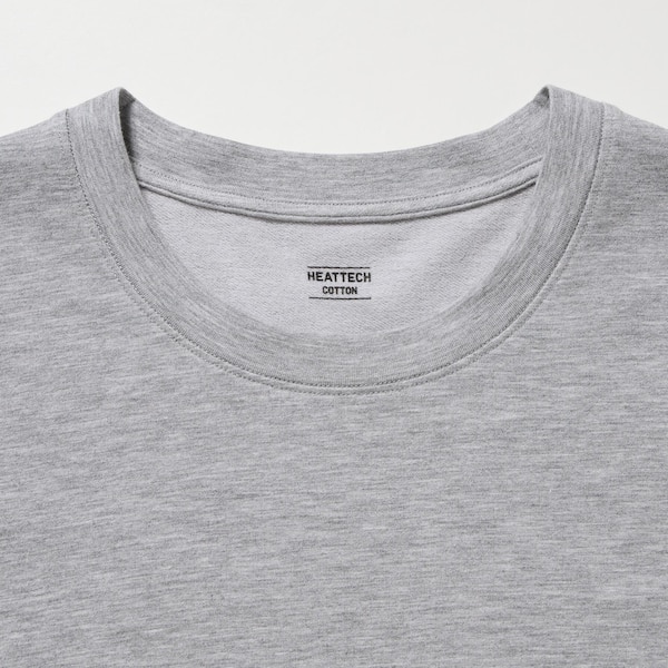 Grey Men Uniqlo HEATTECH Cotton Crew Neck T Shirts | 5320-YSVWZ