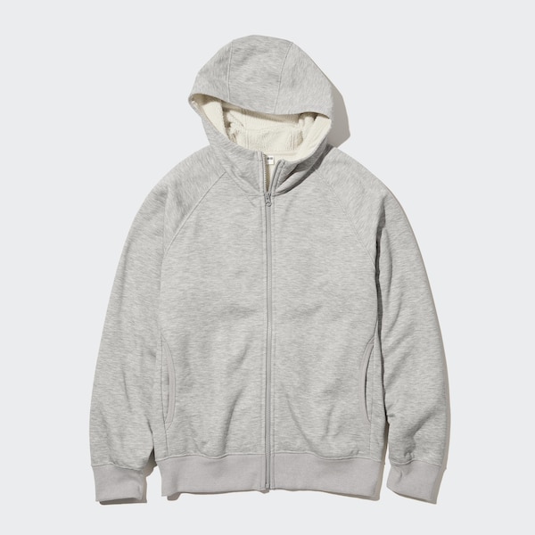 Grey Men Uniqlo HEATTECH Pile-Lined Sweat Full-Zip Hoodie | 0294-DZUMW