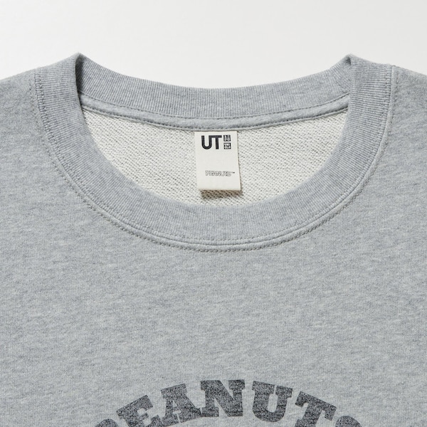 Grey Men Uniqlo PEANUTS Charlie Brown's Baseball Team Long-Sleeve Sweatshirts | 7489-KUSPN