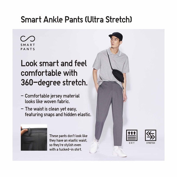 Grey Men Uniqlo Smart Ankle Pants | 3257-VWYDP