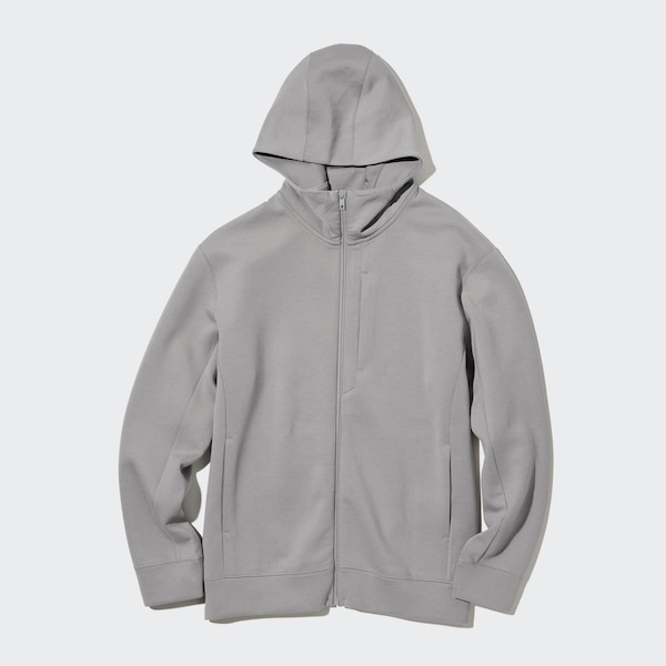 Grey Men Uniqlo Stretch Dry Sweat Long-Sleeve Full-Zip Hoodie | 0758-TGUYE